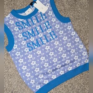 Daisy Blue Floral Smile Sweater Vest